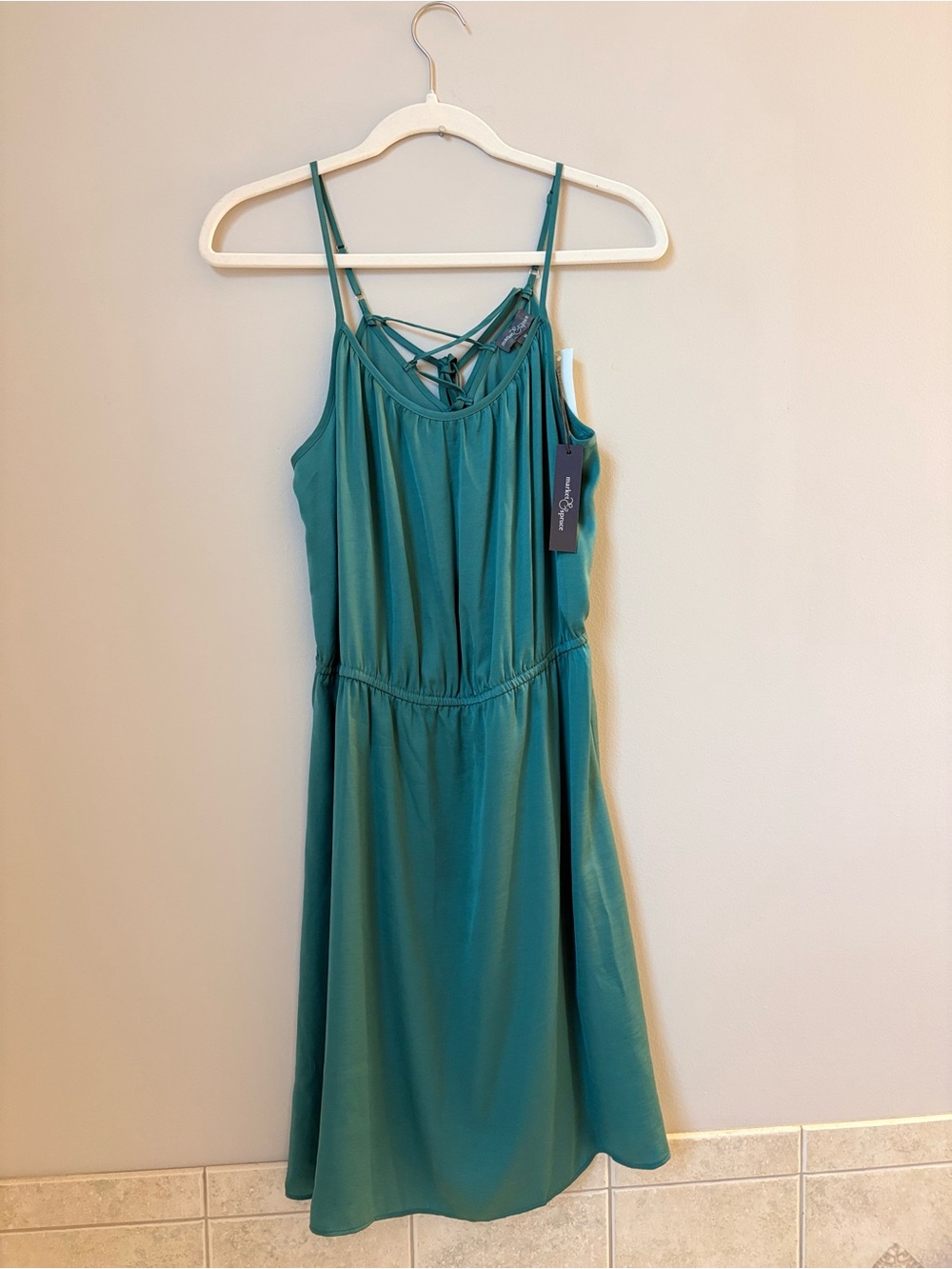 NWT- Market & Spruce Teal Spaghetti Straps Sundress with Crisscross Back